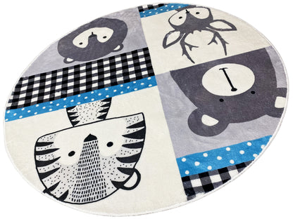 Round Children's Rug Animals, 160 cm