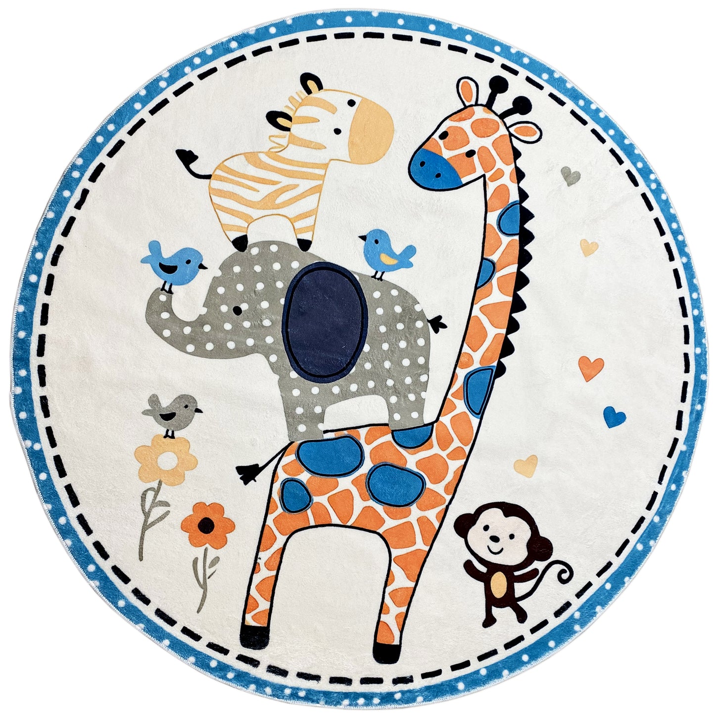 Round Children's Rug Animals, 120 cm