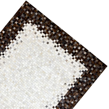 Handgefertigter Kalbslederteppich – Geometrisches Mosaikdesign, 300x203 cm - German Carpet Shop
