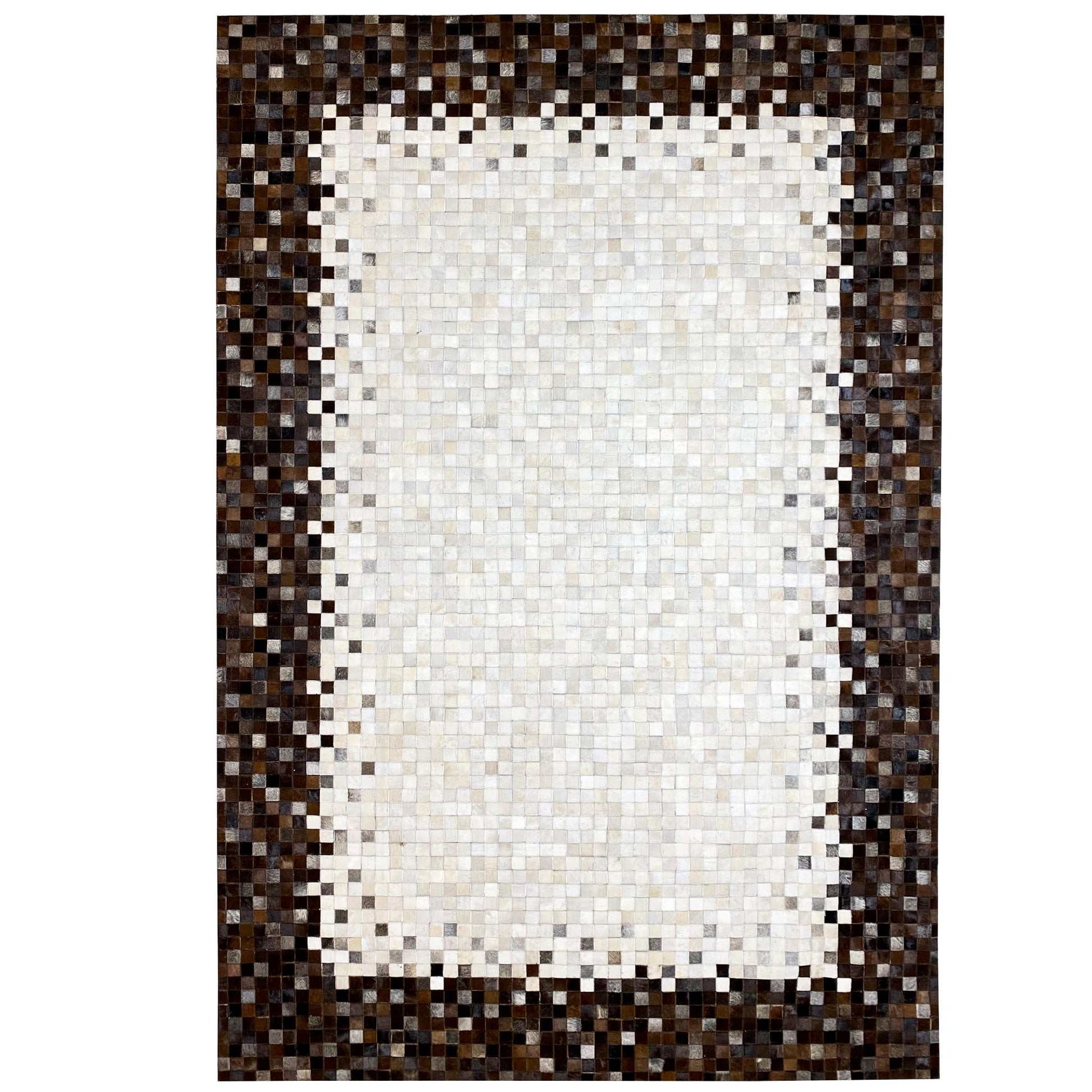 Handgefertigter Kalbslederteppich – Geometrisches Mosaikdesign, 300x203 cm - German Carpet Shop