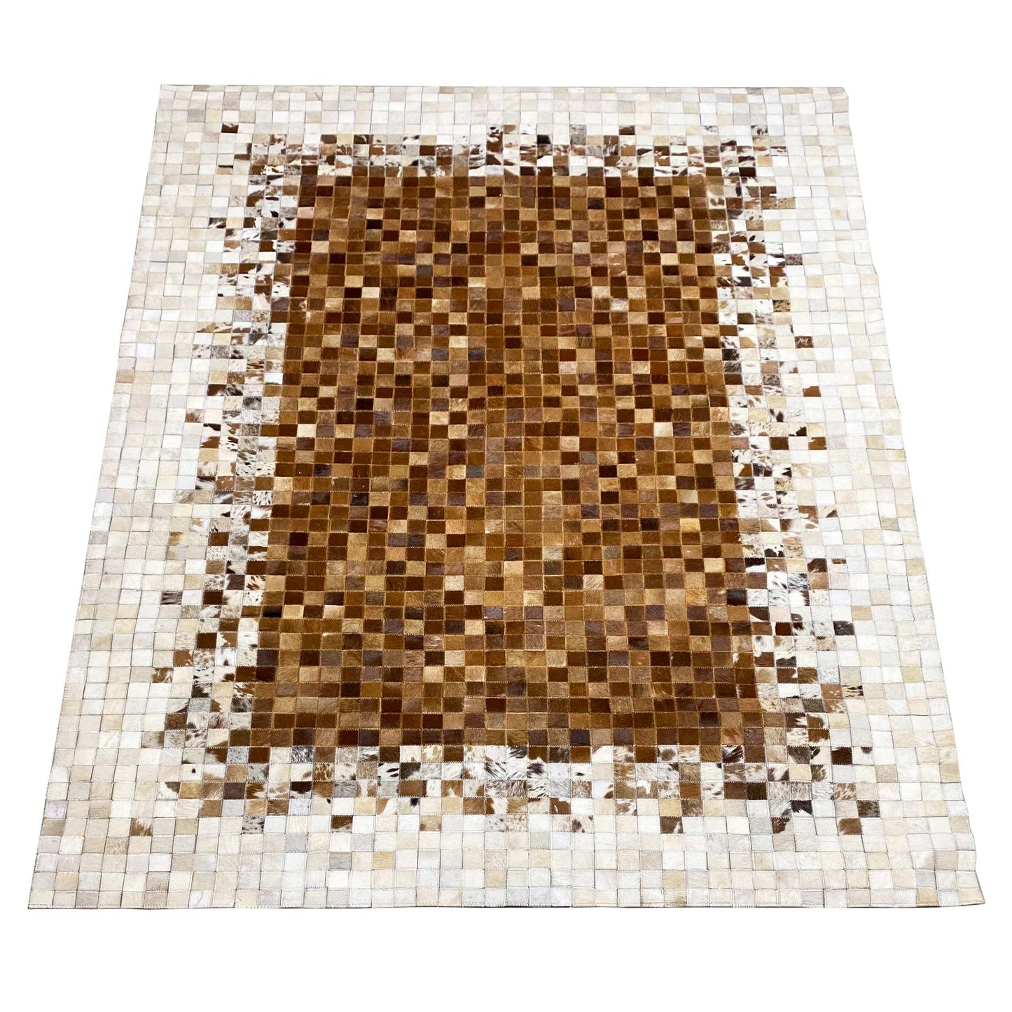 Kalbsleder Teppich 232x161 cm - Braunes Mosaik - German Carpet Shop