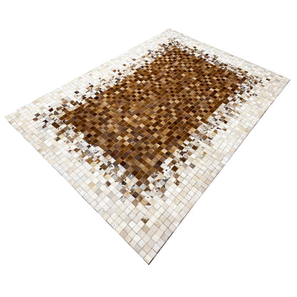 Kalbsleder Teppich 232x161 cm - Braunes Mosaik - German Carpet Shop