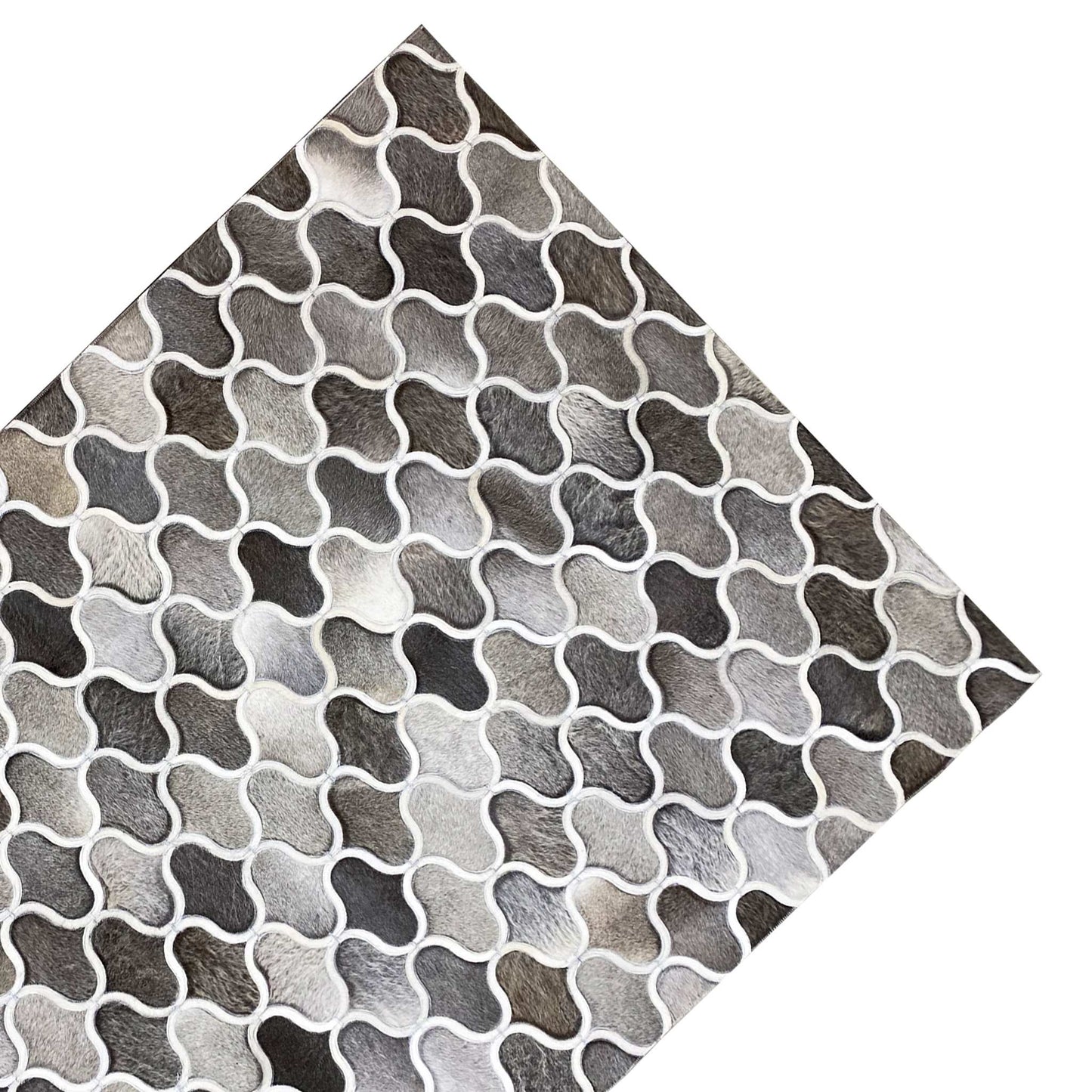 Geometrischer Kalbslederteppich 243x153 cm - Gittermuster - German Carpet Shop