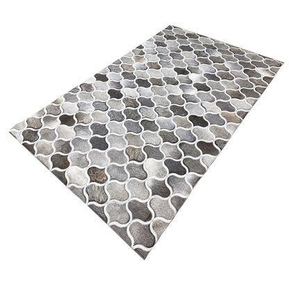 Geometrischer Kalbslederteppich 243x153 cm - Gittermuster - German Carpet Shop