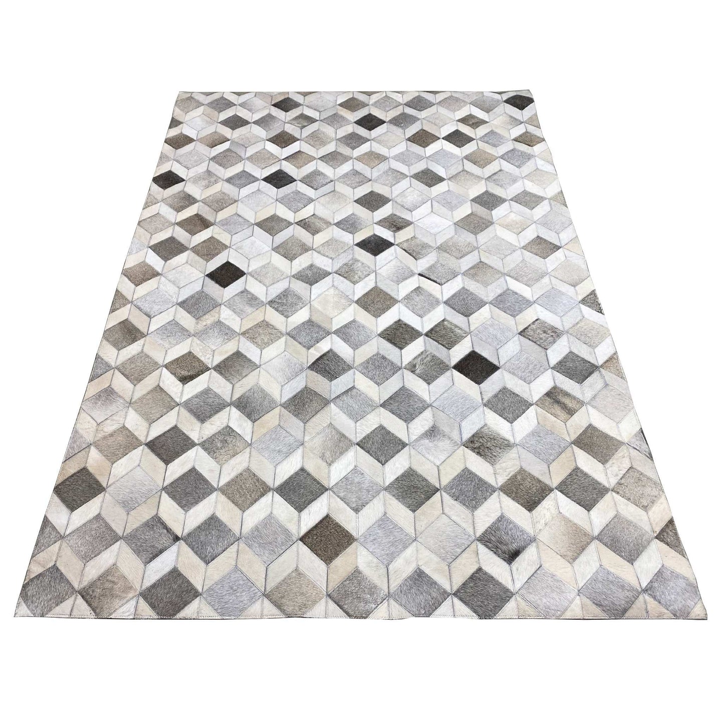 Geometrischer Kalbsleder-Teppich – 249x157 cm – Rutschfeste Rückseite - German Carpet Shop