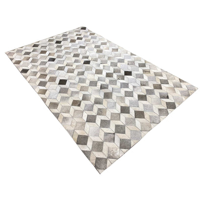 Geometrischer Kalbsleder-Teppich – 249x157 cm – Rutschfeste Rückseite - German Carpet Shop