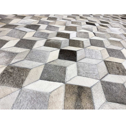 Geometrischer Kalbsleder-Teppich – 249x157 cm – Rutschfeste Rückseite - German Carpet Shop