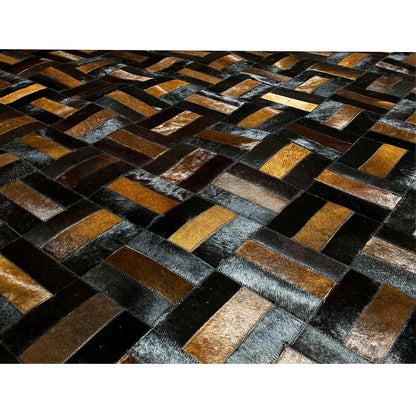 Handgefertigter Kalbsleder-Teppich – 249x160 cm – Modernes Geometrisches Muster - German Carpet Shop