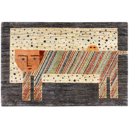 Löwen Gabbeh Teppich 100x65 cm - German Carpet Shop