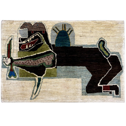 Löwen Gabbeh Teppich 117x80 cm - German Carpet Shop