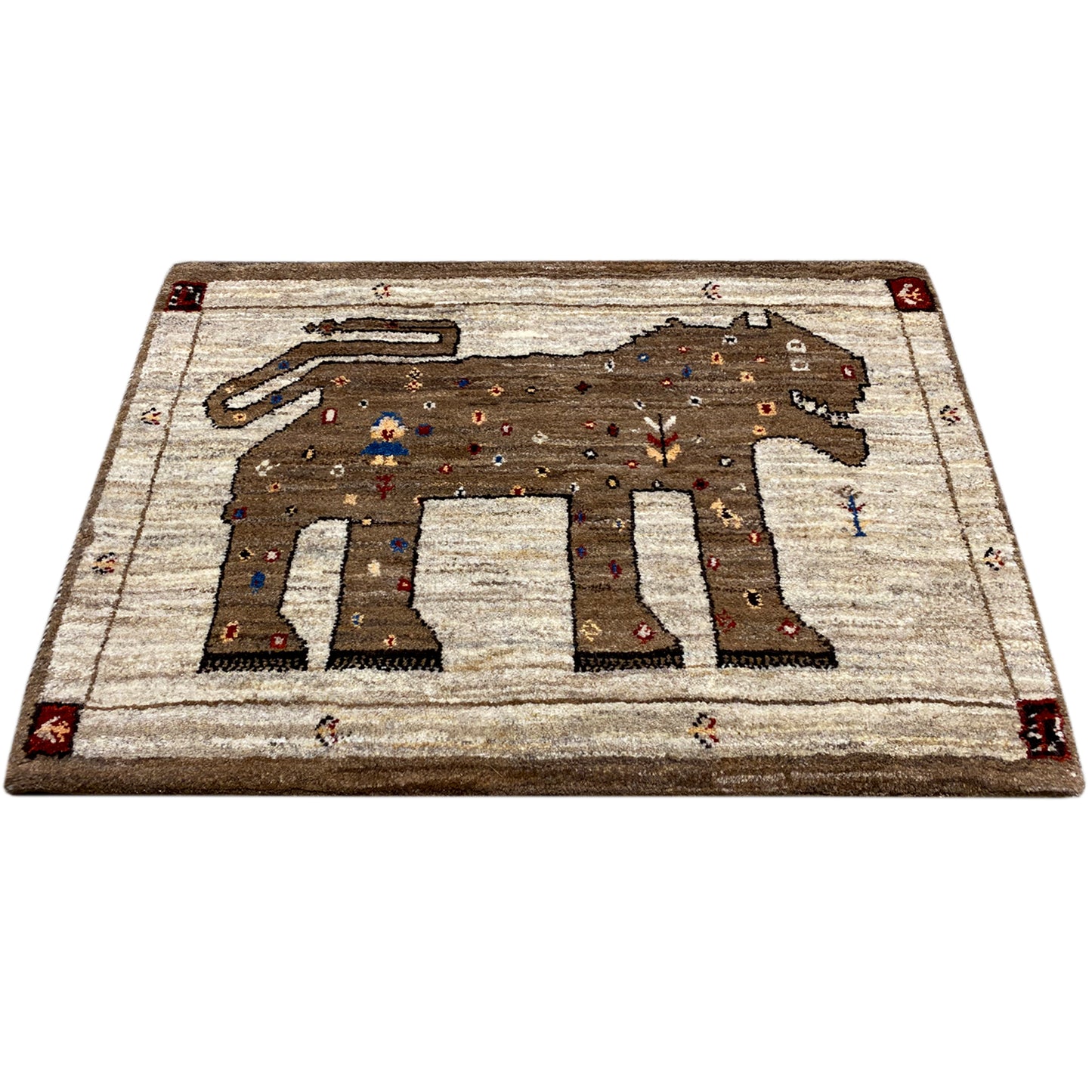 Löwen Gabbeh Teppich 88x62 cm - German Carpet Shop