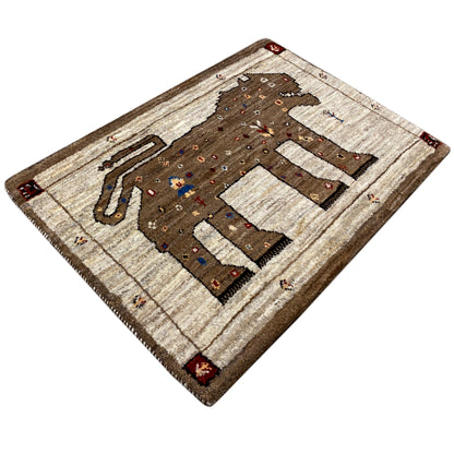 Löwen Gabbeh Teppich 88x62 cm - German Carpet Shop