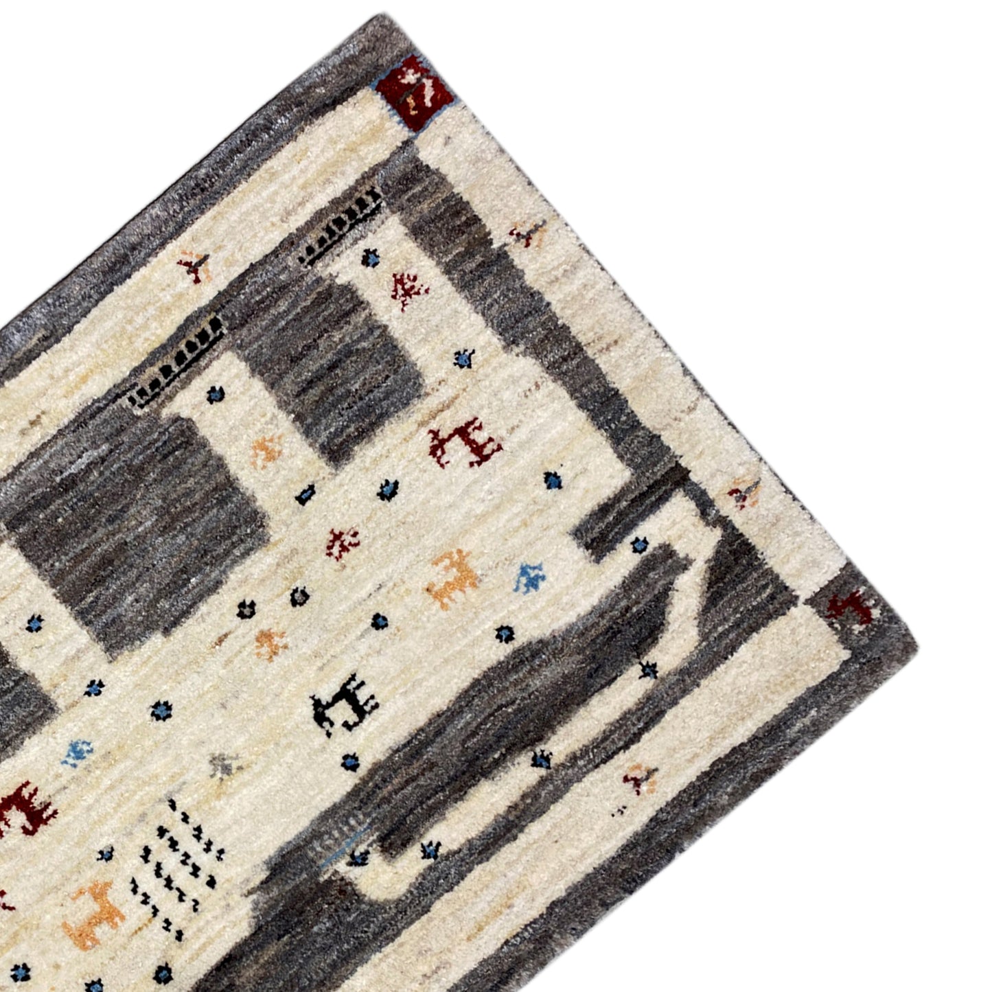 Grauer Löwen Gabbeh Teppich 89x60 cm - German Carpet Shop