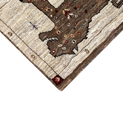 Brauner Gabbeh Teppich Löwe 85x58 cm - German Carpet Shop