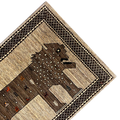 Löwen Gabbeh Teppich 170x110 cm - German Carpet Shop