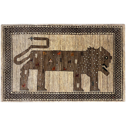 Löwen Gabbeh Teppich 170x110 cm - German Carpet Shop
