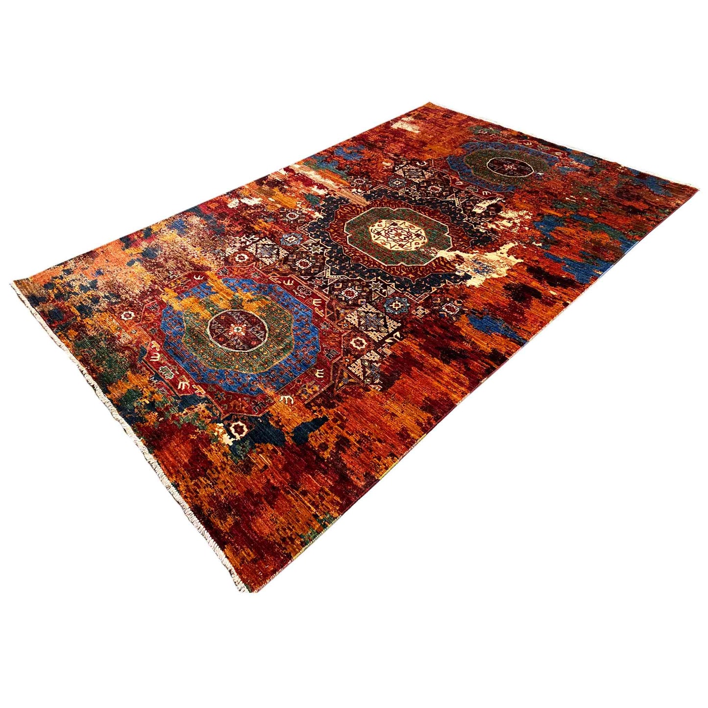 Handgeknüpfter Mamluk Teppich, Satte Farbtöne, 308x200 cm - German Carpet Shop