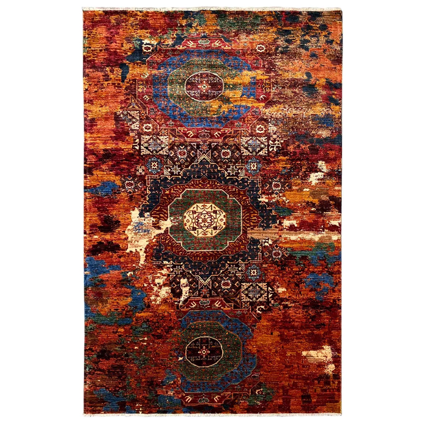 Handgeknüpfter Mamluk Teppich, Satte Farbtöne, 308x200 cm - German Carpet Shop