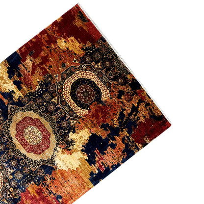 Mamluk Handgeknüpfter Wollteppich Rot Beige 312x202 cm - German Carpet Shop