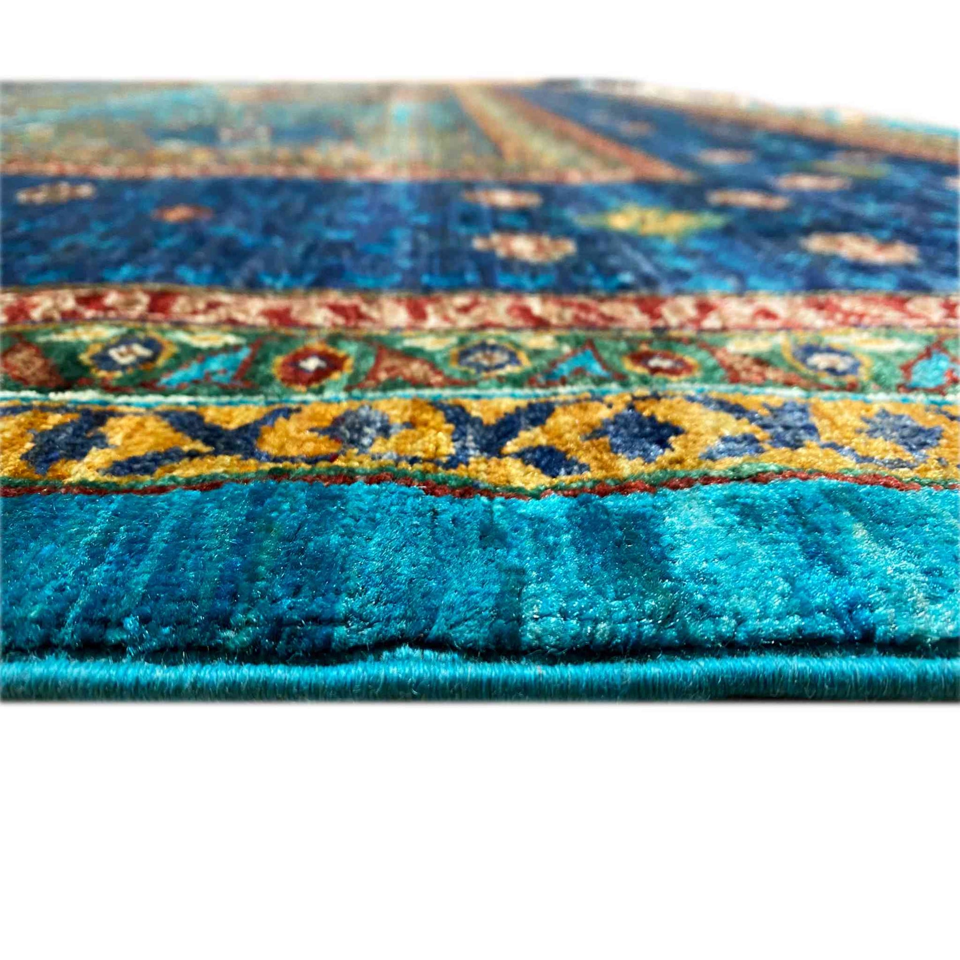 Afghanischer Mamluk Handgeknüpfter Teppich Blau 353x277 cm - German Carpet Shop