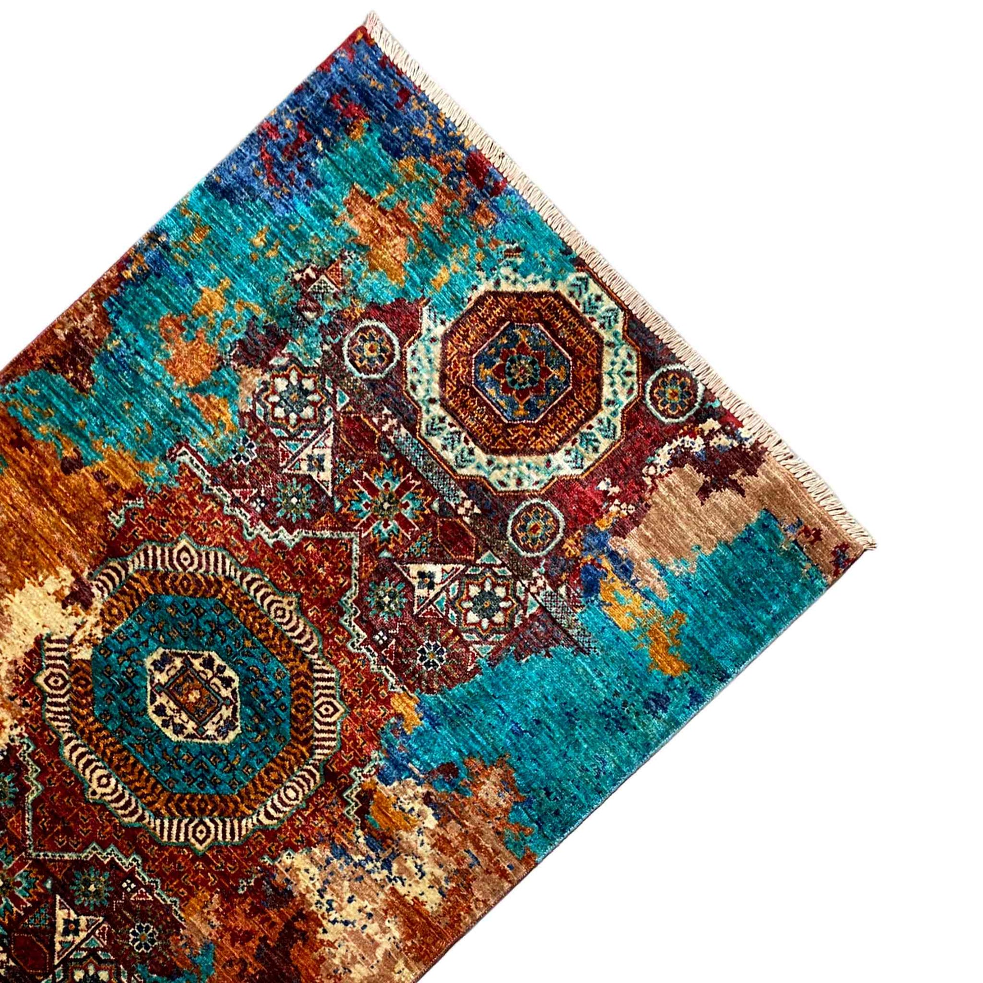 Mamluk Teppich, Türkis/Mehrfarbig, 159x103 cm - German Carpet Shop