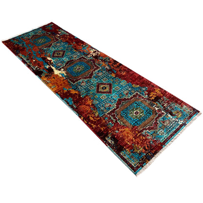 Mamluk Läufer Teppich, Türkis/Mehrfarbig, 252x84 cm - German Carpet Shop