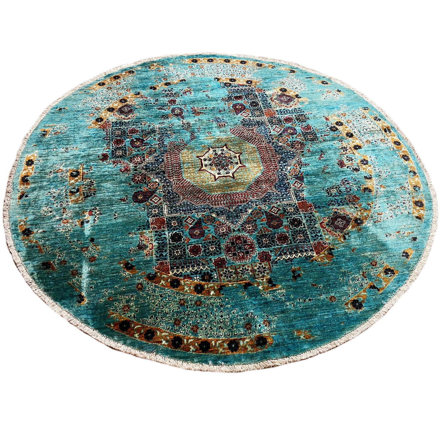 Handgeknüpfter runder Mamluk Teppich 200x198 cm - German Carpet Shop