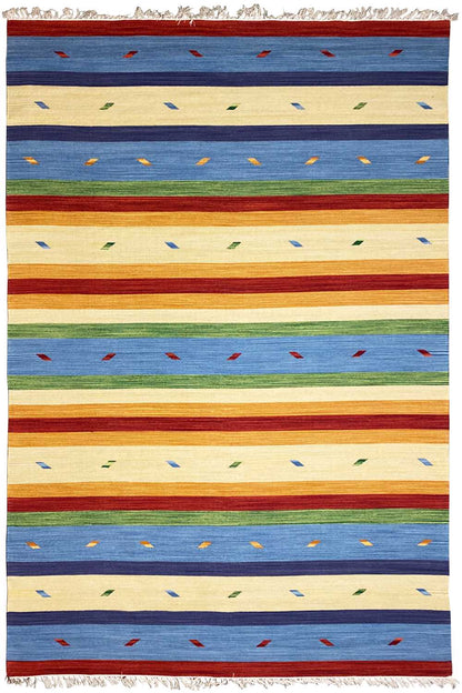 Mehrfarbiger Moderner Kelim Teppich - Samak - German Carpet Shop