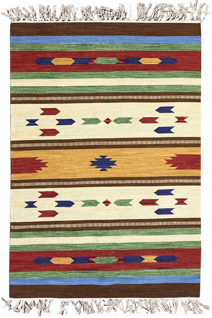 Mehrfarbiger Moderner Kelim Teppich - Samak AKE 1207 - German Carpet Shop