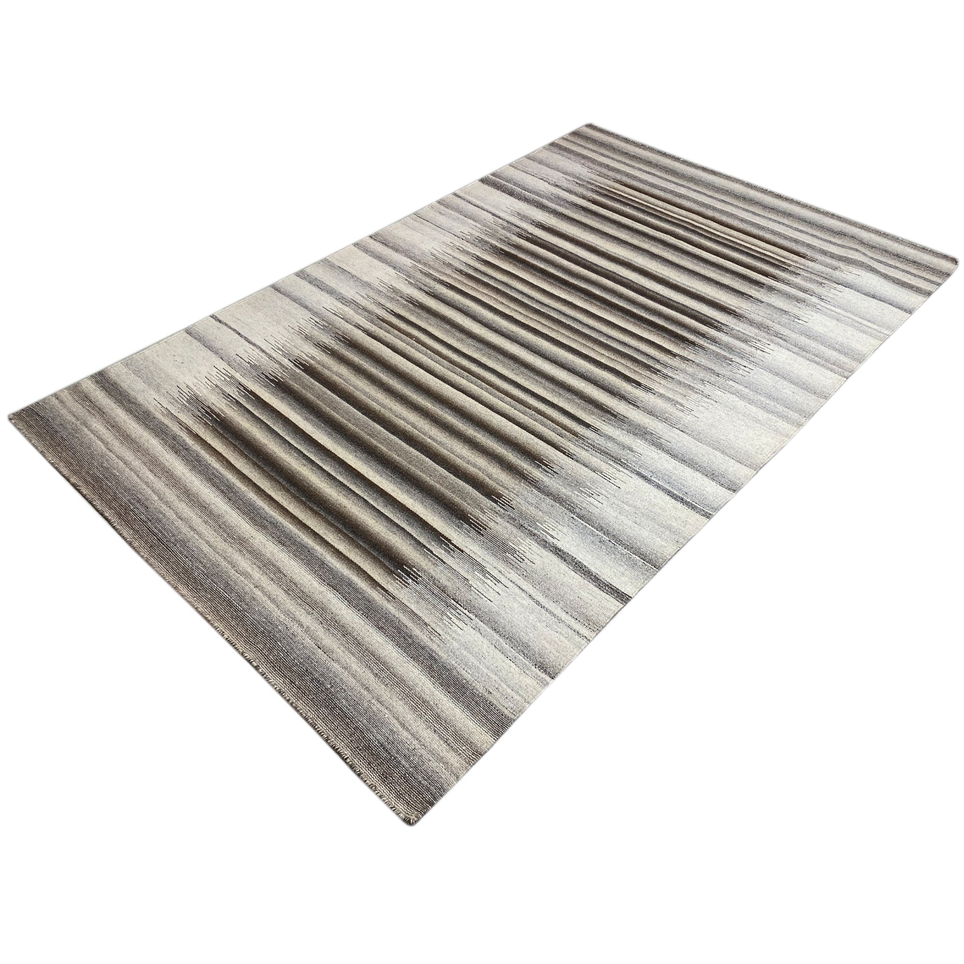 Moderner Grauer Kelim Dhurrie - 160x230 cm - German Carpet Shop