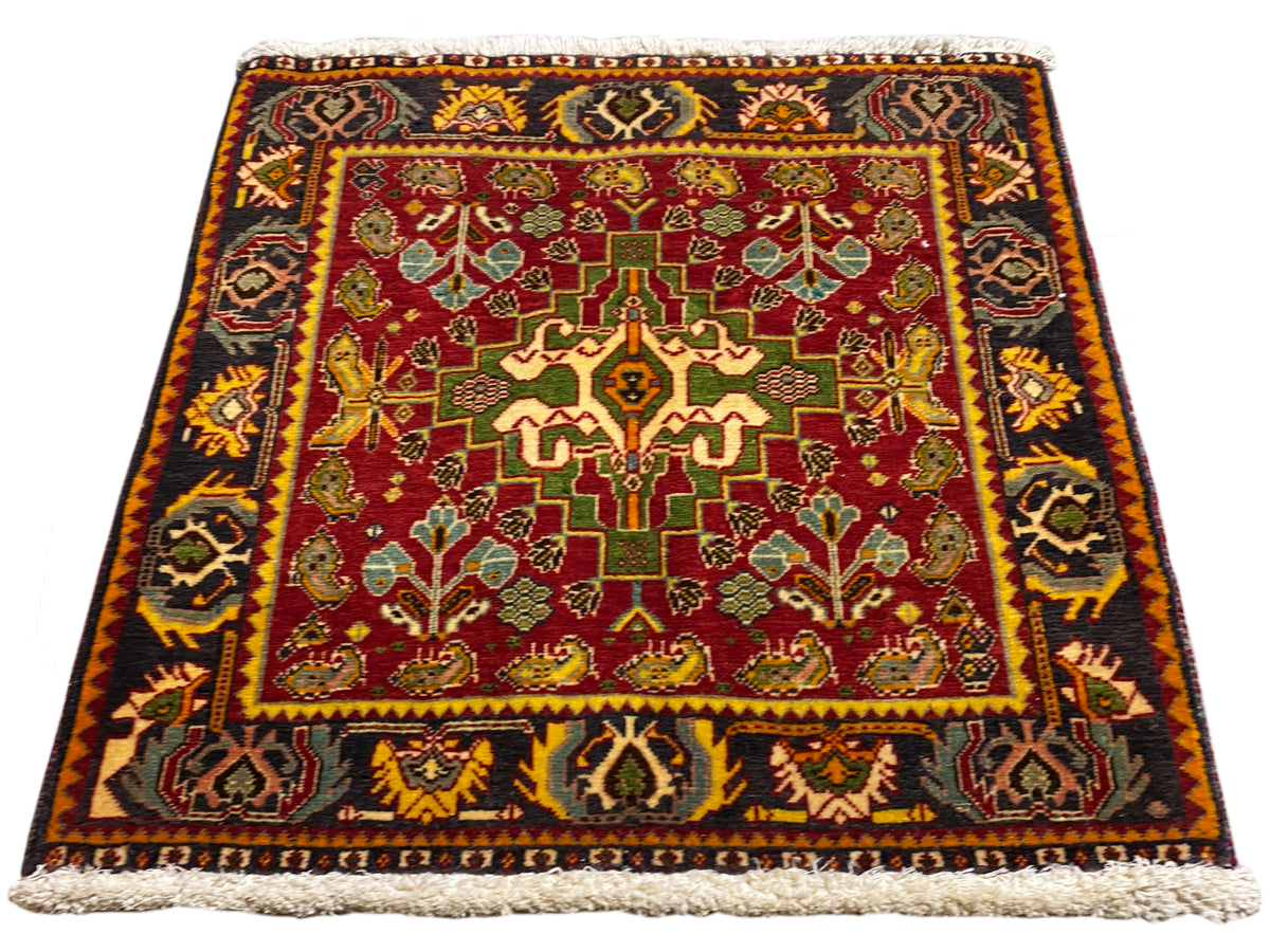 Poshti rug 61x61 cm, rectangular, red with black and gold borders