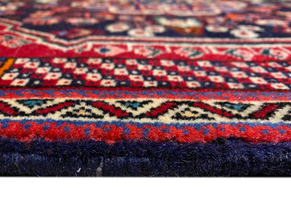 Poshti rug 66x63 cm Edge detail: dark blue pile with red accents