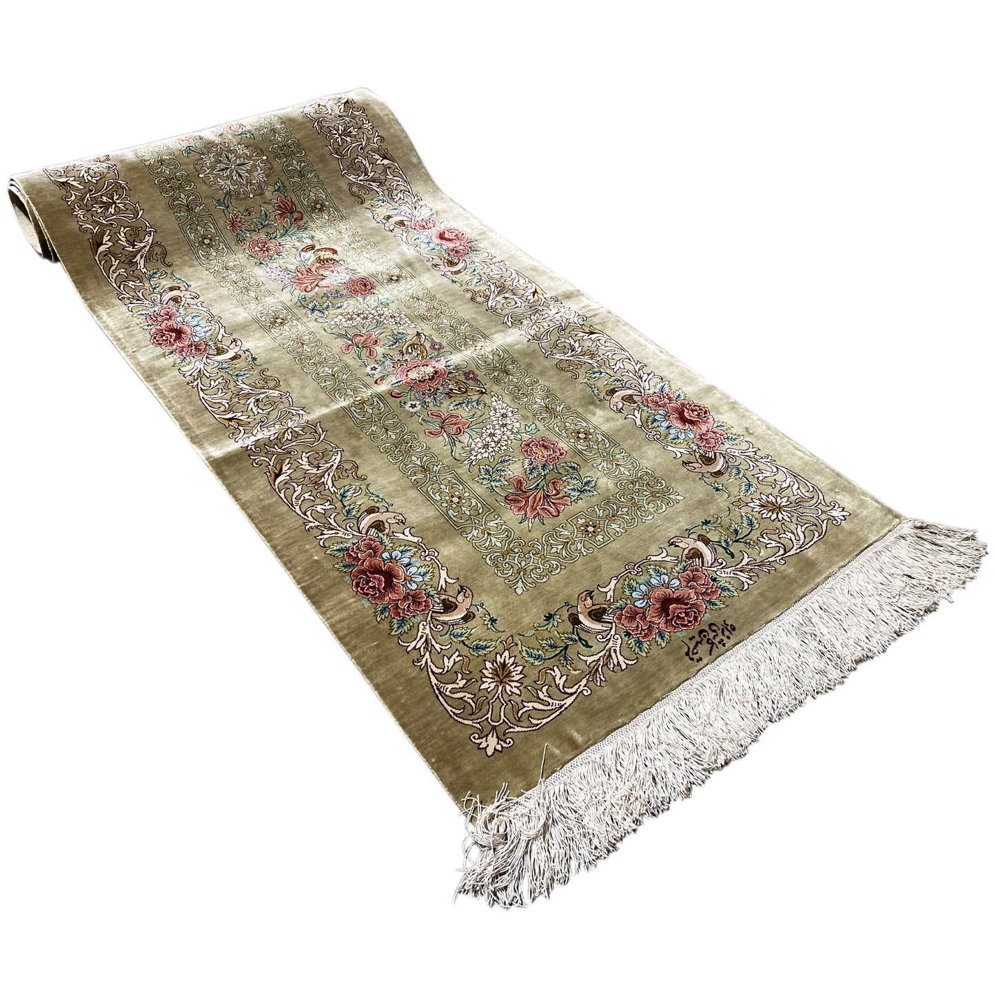 Ghom Silk Carpet - 904736 (195x53 cm)