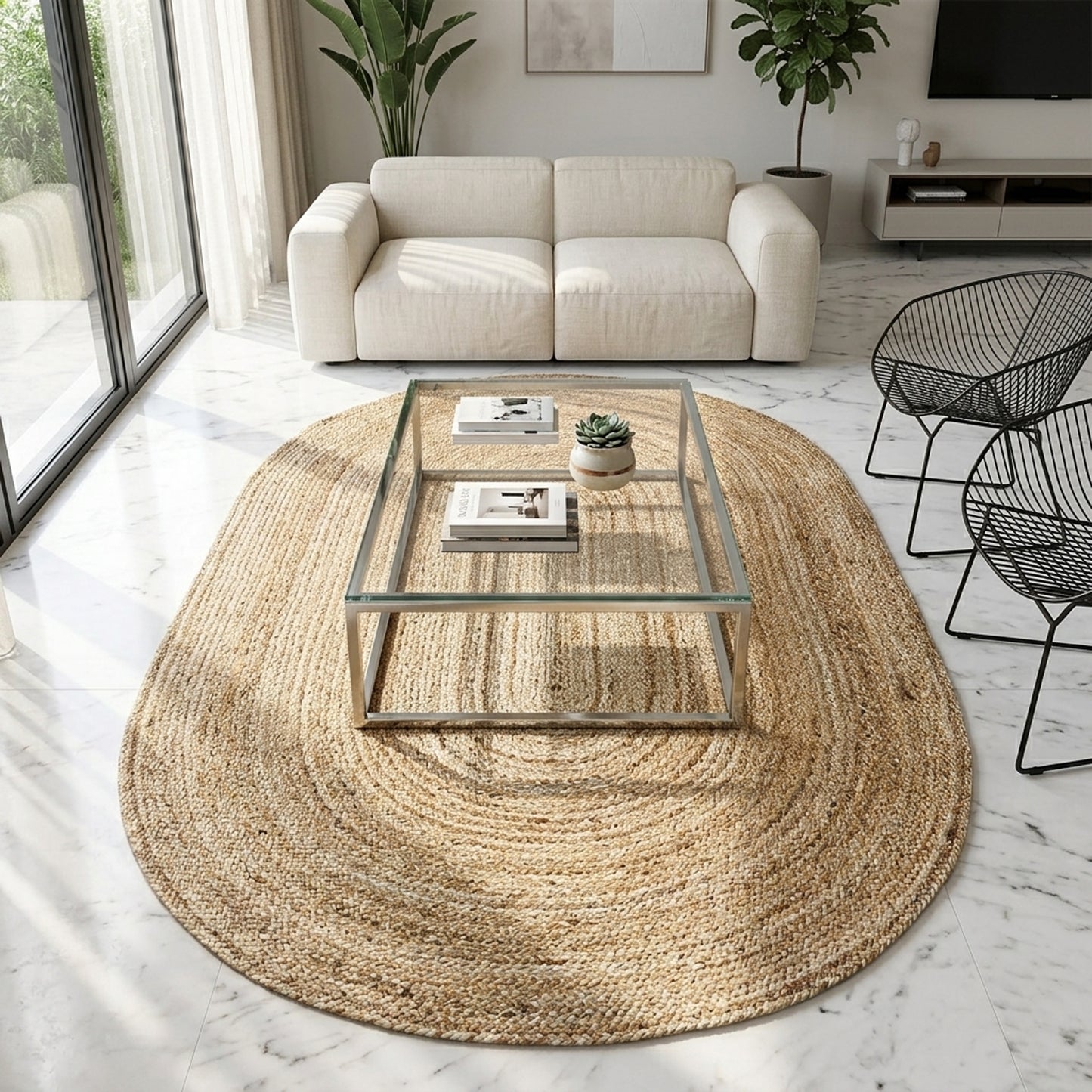 Wohnzimmer-Handcrafted jute teppich natural oval sustainable rug