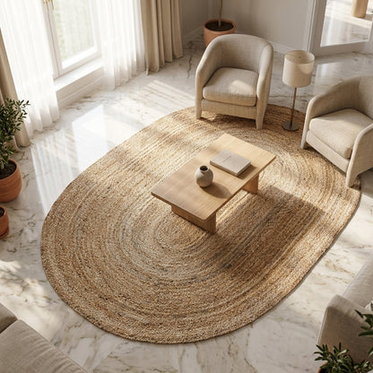 Wohnzimmer-Beige jute rug eco friendly handwoven design