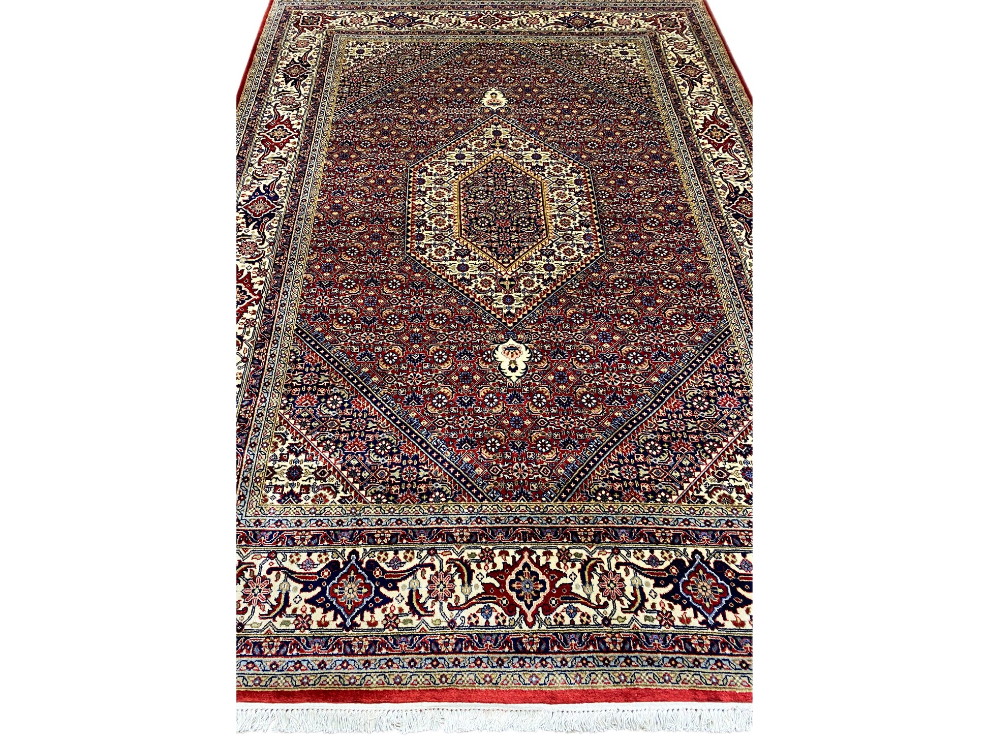 Nahaufnahme Handknüpfung Bidjar Teppich Wolle Premium Qualität