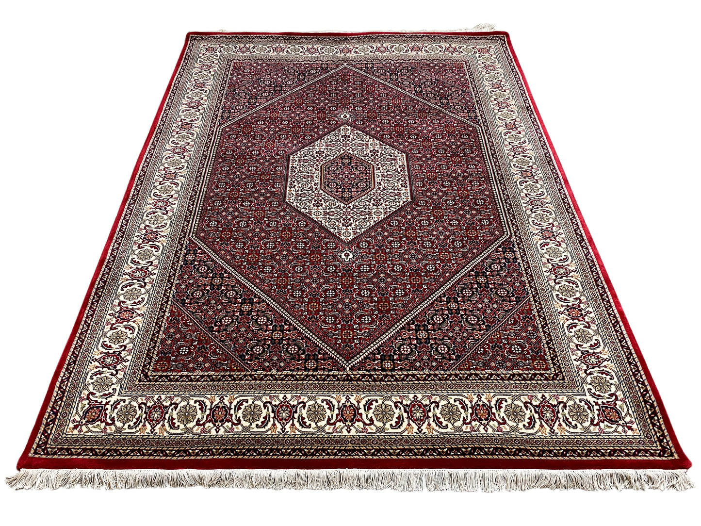 Orientalischer Bidjar Wollteppich handgeknüpft rot und creme