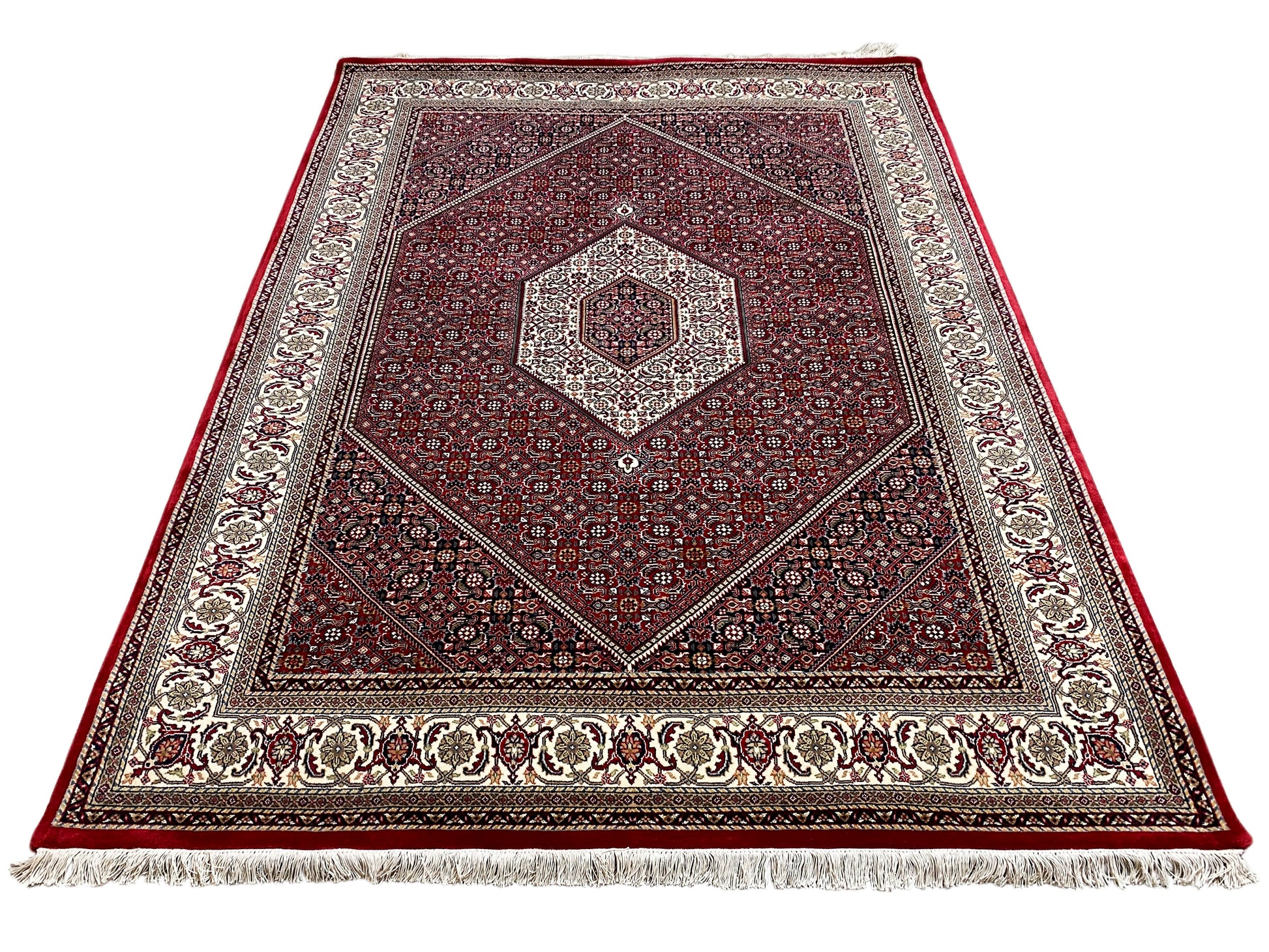 Orientalischer Bidjar Wollteppich handgeknüpft rot und creme