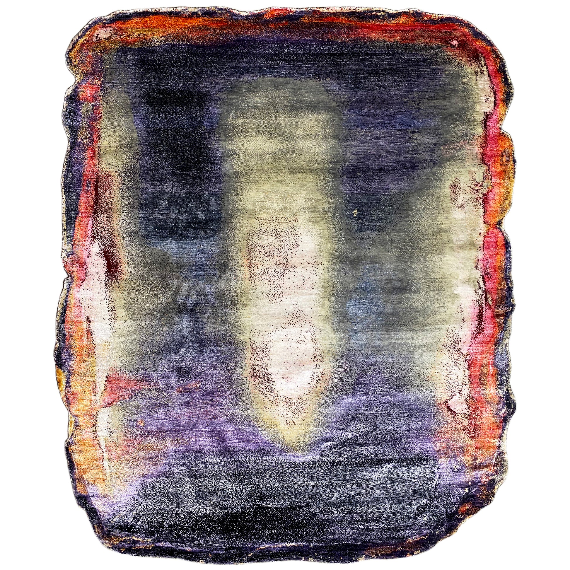 Handgeknüpfter Designer Teppich in Lila mit abstraktem Muster