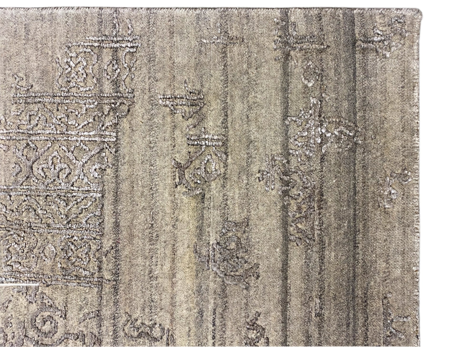 Abstrakter Handknüpf Teppich aus Wolle und Viskose