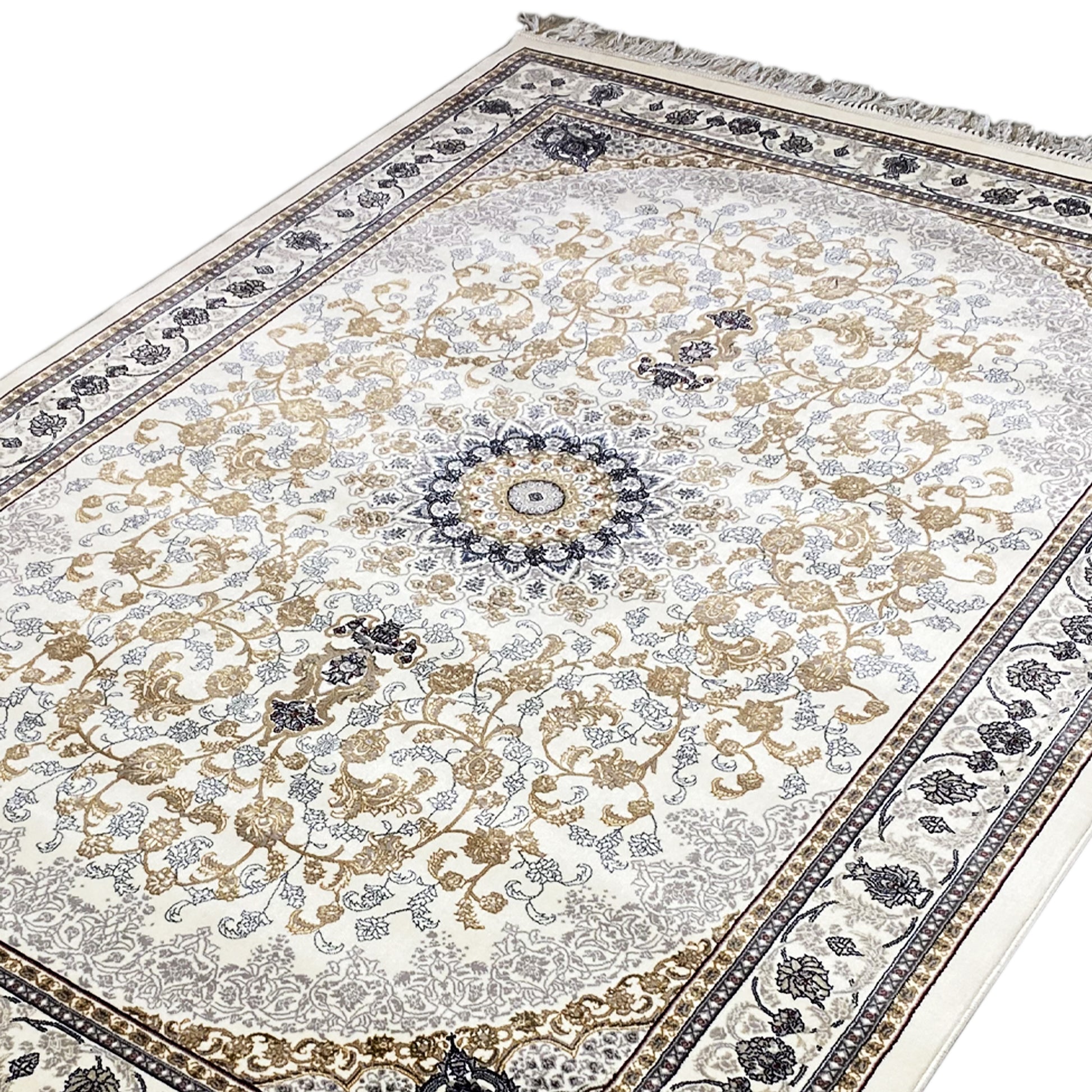 Luxuriöser Teppich Creme Beige mit Bordüre