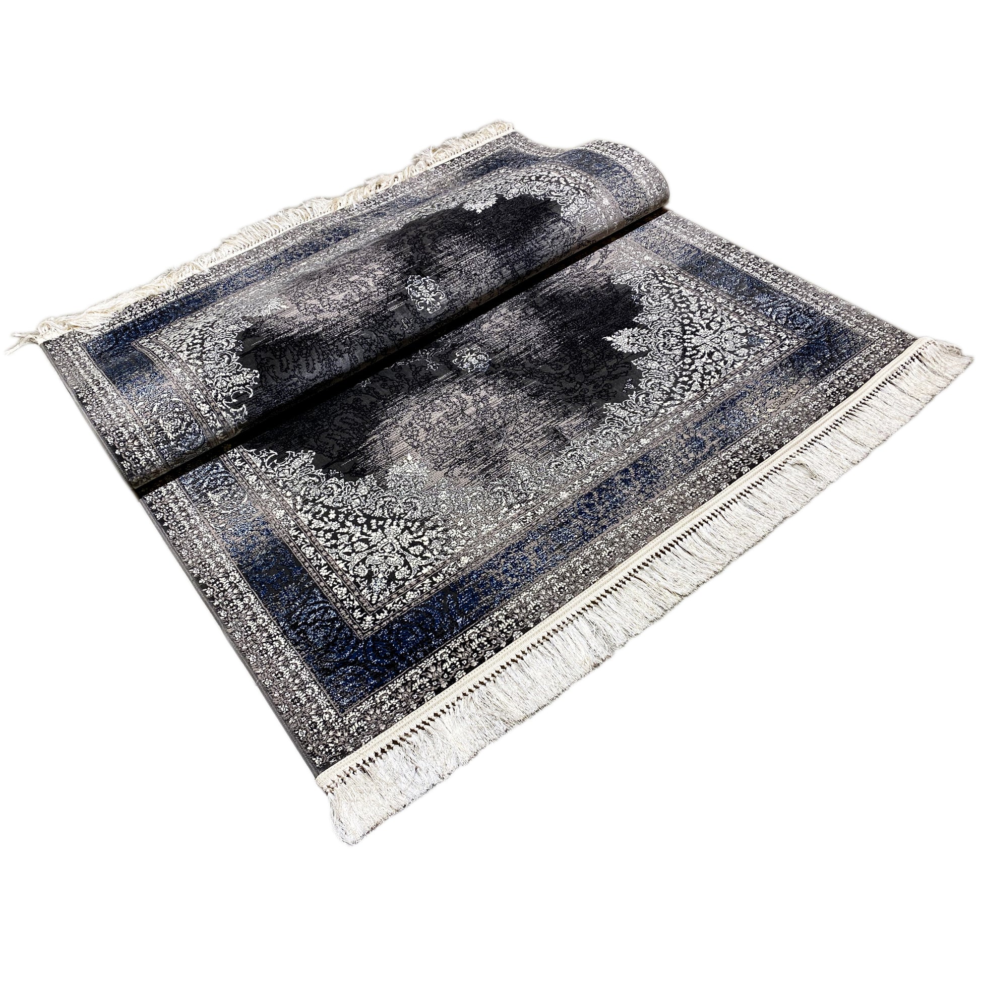 Wohnzimmer Teppich Amsterdam Orientstil Schwarz Blau 160x230

