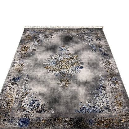 Maschinell gewebter Teppich Prag Schwarz Gold 160x230 klassisch

