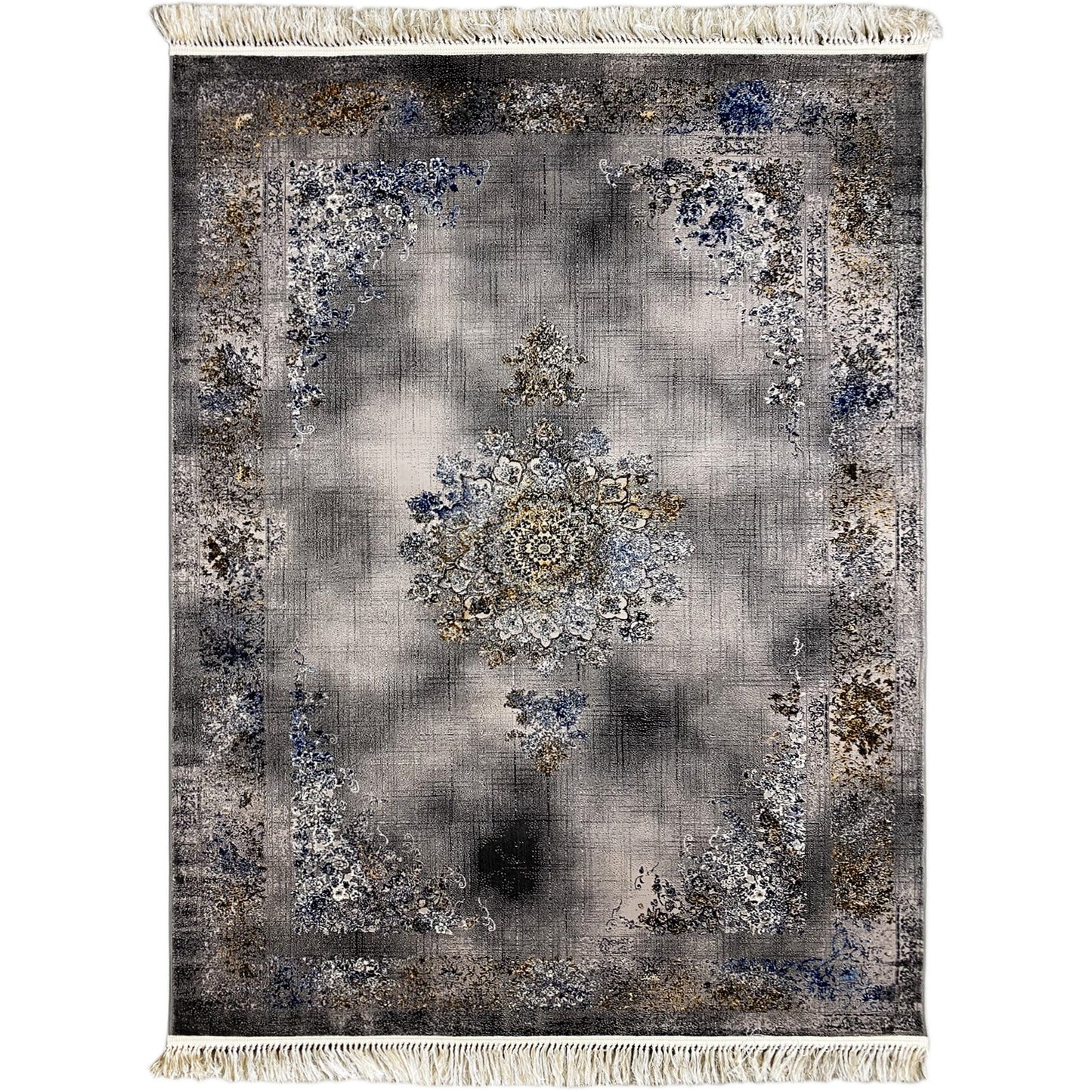 Prag Orientteppich Polypropylen Schwarz Gold 160x230 Wohnzimmer

