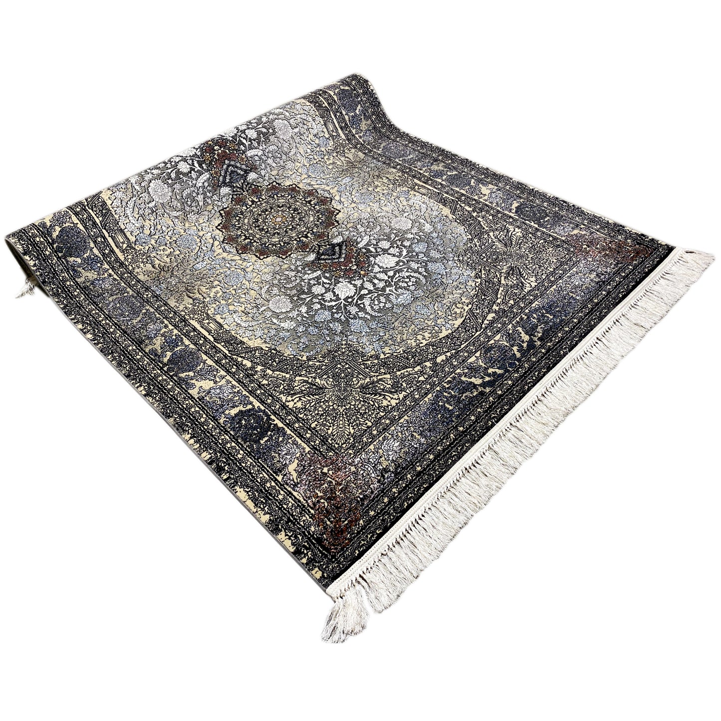 Esszimmer Teppich Madrid Polypropylen Schwarz Gold 160x230

