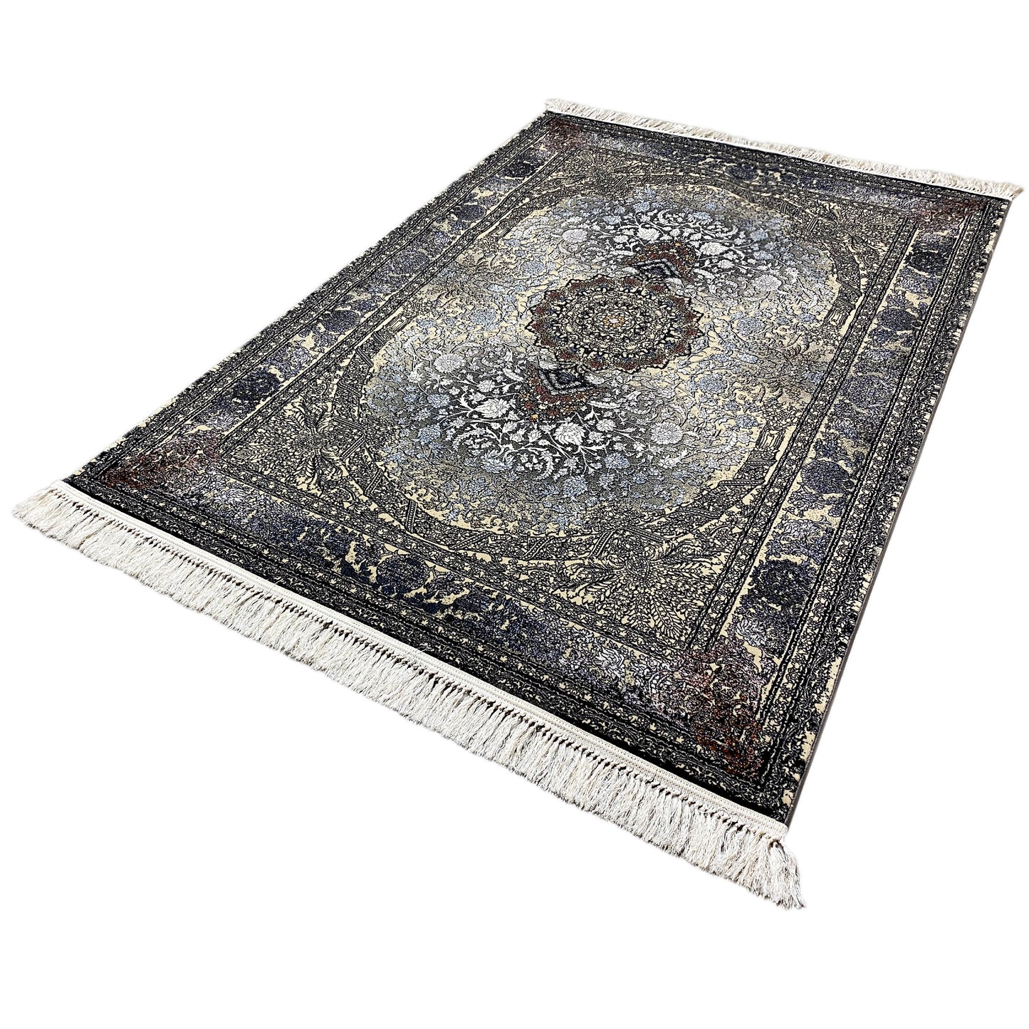 Perserteppich Madrid Polypropylen Schwarz Gold 160x230 pflegeleicht

