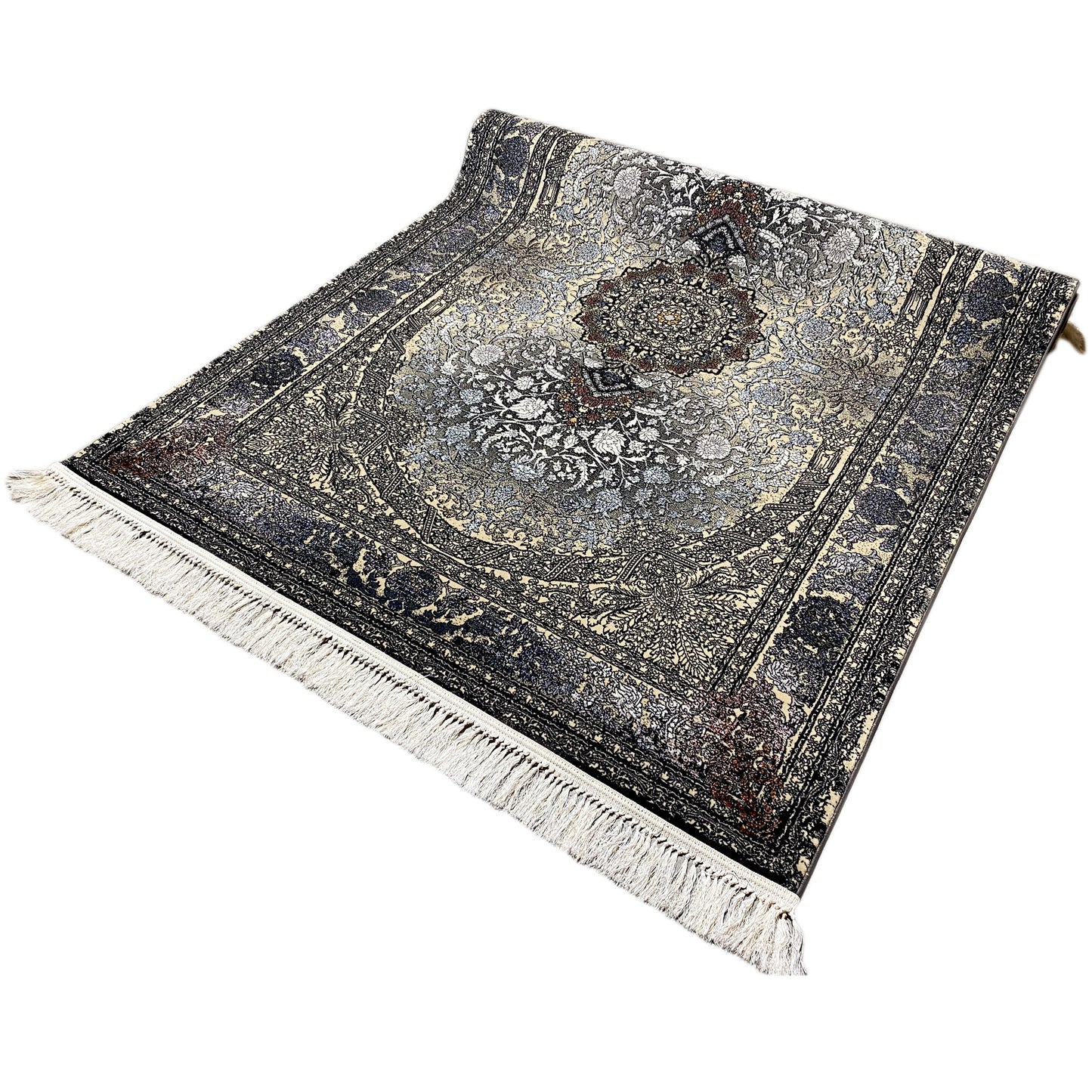 Wohnzimmer Teppich Madrid Orientstil Schwarz Gold 160x230

