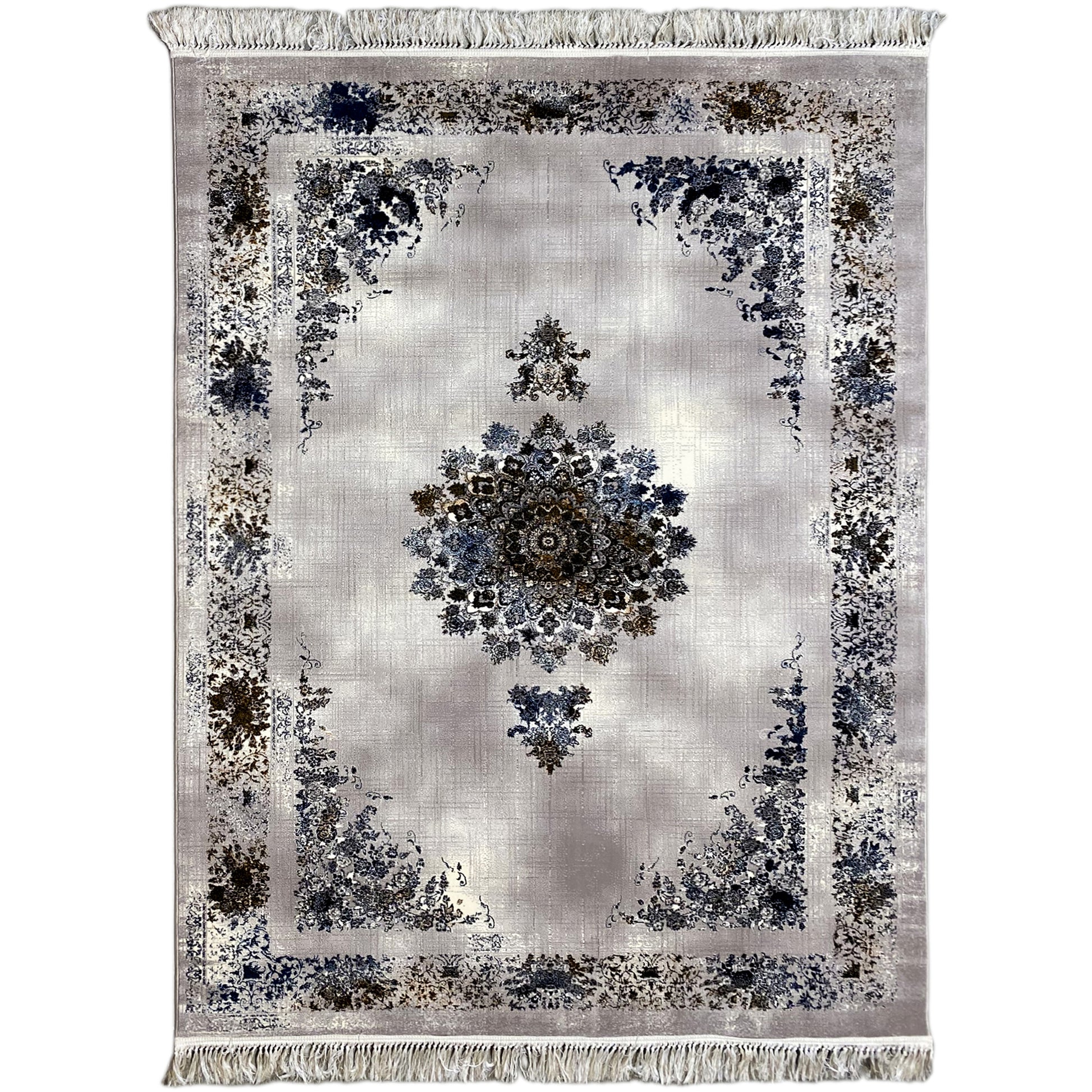 Teppich Polypropylen Medaillon Blau Braun 160x230 für Wohnzimmer

