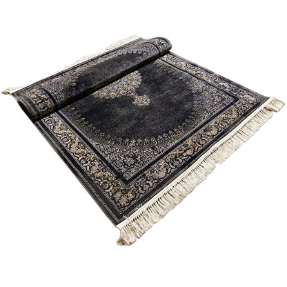 Teppich mit floralem Rand Schwarz Grau 160x230 Orientdekor

