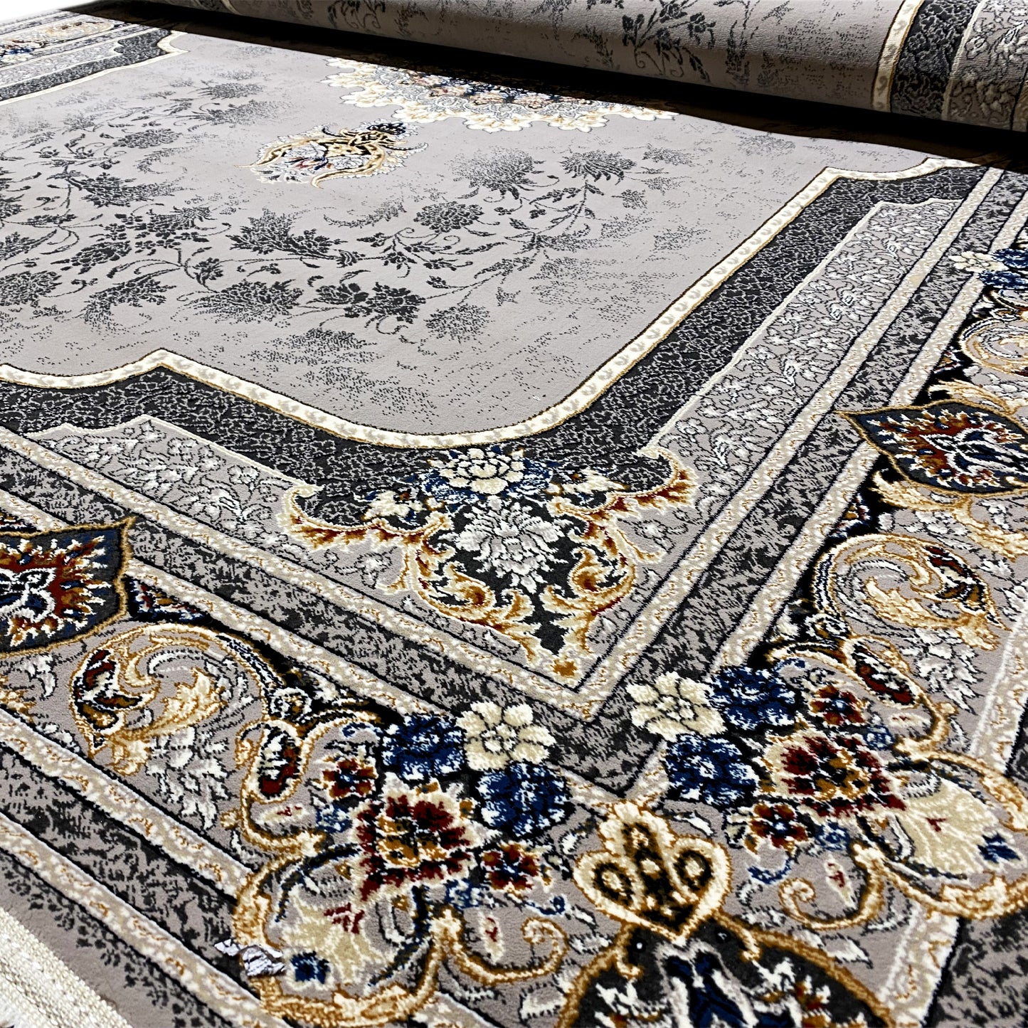 Area Rug Polypropylen Medaillon Creme Grau 160x230 Schlafzimmer

